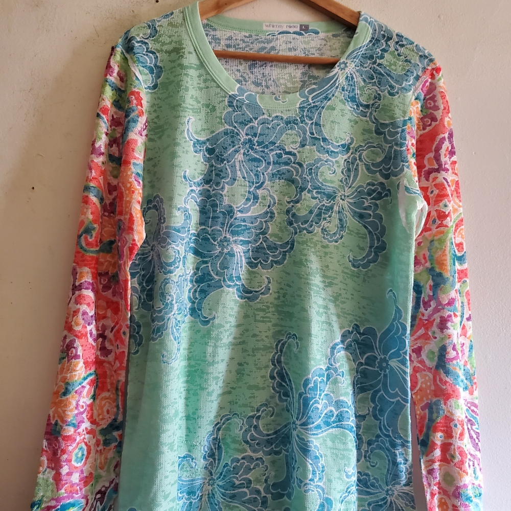 Whimsy Rose Floral Multicolor Thermal Top.